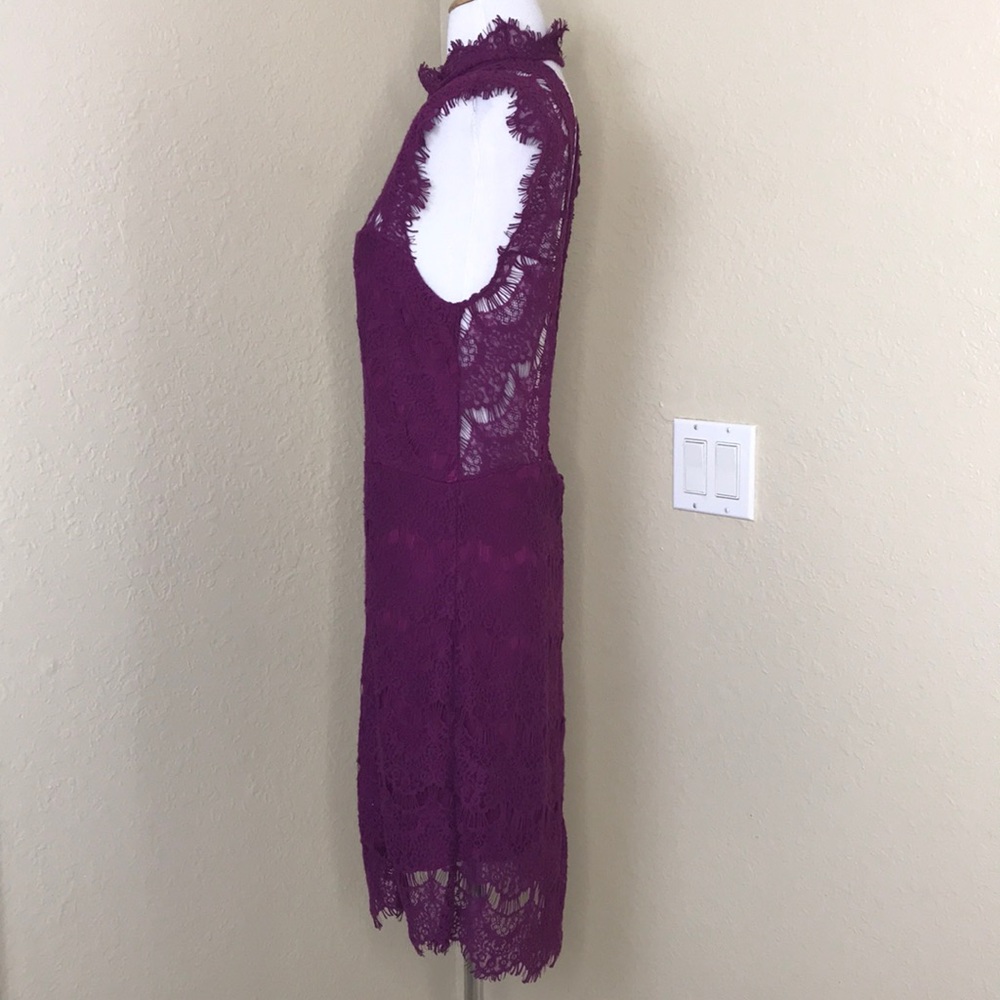 FREE PEOPLE Magenta Daydream Bodycon Lace Dress L - Picture 3 of 5